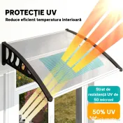 Outsunny Acoperiș de Exterior din Policarbonat pentru Uși și Ferestre, 103x96.5x27cm, Transparentă 