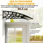 Outsunny Acoperiș de Exterior din Policarbonat pentru Uși și Ferestre, 103x96.5x27cm, Transparentă 
