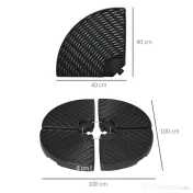 Outsunny Set de greutati din 4 piese pentru baza umbrelei de gradina in consola pentru umbrelele cu articulatie tip banana, Greutati pentru umbrela pentru suportul bazei, negru