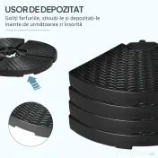 Outsunny Set de greutati din 4 piese pentru baza umbrelei de gradina in consola pentru umbrelele cu articulatie tip banana, Greutati pentru umbrela pentru suportul bazei, negru