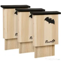 PawHut Set de 3 Adăposturi pentru Liliac din Lemn de Brad pentru Exterior, 25x6x37.5 cm, Lemn Natural | Aosom Romania