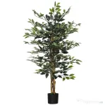 HOMCOM Ficus artificial in ghiveci cu 702 frunze multicolore, Plante artificiale pentru interior si exterior, pentru decorarea casei, biroului, camerei de zi, 130 cm