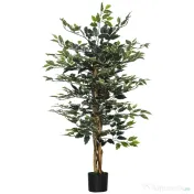 HOMCOM Ficus artificial in ghiveci cu 702 frunze multicolore, Plante artificiale pentru interior si exterior, pentru decorarea casei, biroului, camerei de zi, 130 cm 