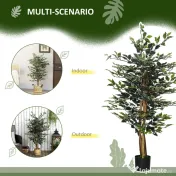 HOMCOM Ficus artificial in ghiveci cu 702 frunze multicolore, Plante artificiale pentru interior si exterior, pentru decorarea casei, biroului, camerei de zi, 130 cm 