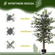HOMCOM Ficus artificial in ghiveci cu 702 frunze multicolore, Plante artificiale pentru interior si exterior, pentru decorarea casei, biroului, camerei de zi, 130 cm 
