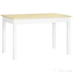 HOMCOM Masă de Dining pentru 4-6 Persoane, Design Modern pentru Bucătărie și Living, 119x70x75cm, Alb și Lemn