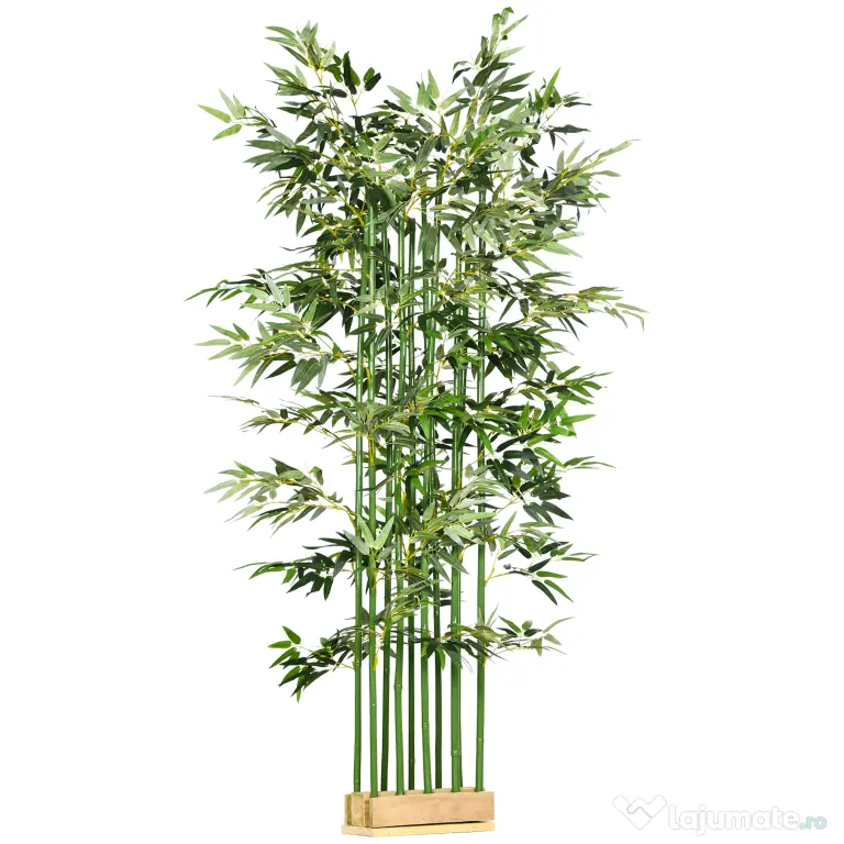 HOMCOM Bambus Artificial, Plantă Decorativă, Aspect Realist, Ușor de Întreținut, Pentru Casă, 180 cm, Verde | Aosom Romania