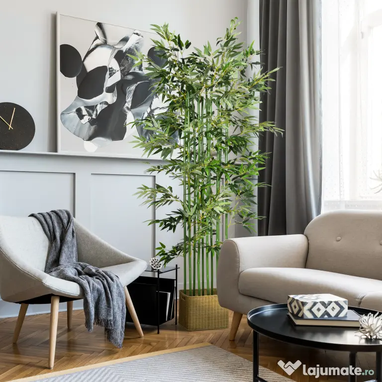 HOMCOM Bambus Artificial, Plantă Decorativă, Aspect Realist, Ușor de Întreținut, Pentru Casă, 180 cm, Verde | Aosom Romania