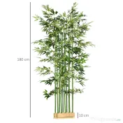 HOMCOM Bambus Artificial, Plantă Decorativă, Aspect Realist, Ușor de Întreținut, Pentru Casă, 180 cm, Verde | Aosom Romania