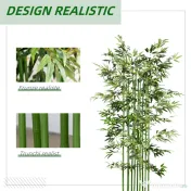 HOMCOM Bambus Artificial, Plantă Decorativă, Aspect Realist, Ușor de Întreținut, Pentru Casă, 180 cm, Verde | Aosom Romania