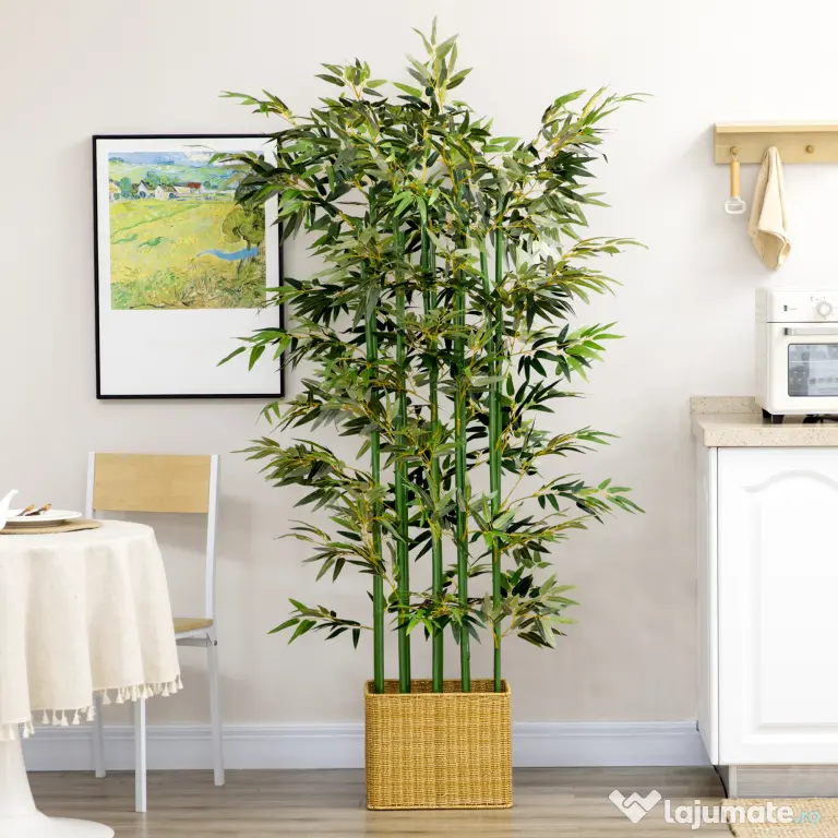 HOMCOM Bambus Artificial, Plantă Decorativă, Aspect Realist, Ușor de Întreținut, Pentru Casă, 180 cm, Verde | Aosom Romania