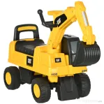 HOMCOM Excavator si compartiment de depozitare, jucarie de calarit pentru copii de la 1-3 ani fara baterie, galben
