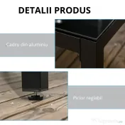 Masa pentru exterior Outsunny cu 8 locuri cu blat din sticla securizata, negru | Aosom Romania 