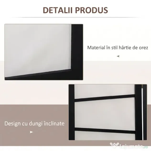 HOMCOM Separator de camera cu 3 panouri, ecrane de confidentialitate pliabile portabile din lemn de interior | Aosom Romania