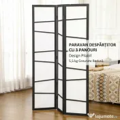 HOMCOM Separator de camera cu 3 panouri, ecrane de confidentialitate pliabile portabile din lemn de interior | Aosom Romania
