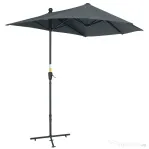 Outsunny Umbrelă Semicirculară cu Manivelă și Acoperiș Anti-UV, 200x190x240 cm, Gri