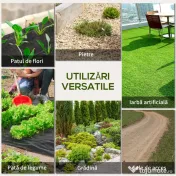Outsunny Folie pentru Mulcire 60g/m², Respirabilă și Anti-UV din Polipropilena, 100x2 m, Negru 