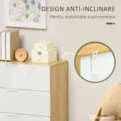 Comodă HOMCOM cu Sertare Lucioase | 4 Sertare pentru Depozitare | Ideală pentru Dormitor sau Sufragerie | Alb și Natural | Aosom Romania 