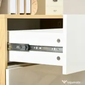 Comodă HOMCOM cu Sertare Lucioase | 4 Sertare pentru Depozitare | Ideală pentru Dormitor sau Sufragerie | Alb și Natural | Aosom Romania 