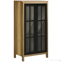 HOMCOM Dulap pentru Bucătărie Modern cu Uși din Sticlă, Ideal pentru Sufragerie și Birou, Design Contemporan, Maro | Aosom Romania
