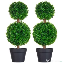 HOMCOM Arbore Buxus Artificial Sferic în Ghiveci 60 cm, Verde, Decorativ pentru Interior/Exterior, Rezistent la UV | Aosom Romania