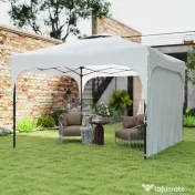 Outsunny Foișor de Grădină Pliabil 3x3 m cu Înălțime Reglabilă, din Poliester și Oțel, Alb | Aosom Romania 