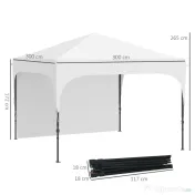 Outsunny Foișor de Grădină Pliabil 3x3 m cu Înălțime Reglabilă, din Poliester și Oțel, Alb | Aosom Romania 