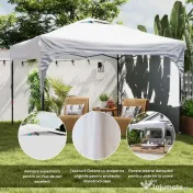 Outsunny Foișor de Grădină Pliabil 3x3 m cu Înălțime Reglabilă, din Poliester și Oțel, Alb | Aosom Romania 