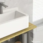 kleankin Mobilier sub-lavabo 2 usi raft reglabil 2 etaje interioare manere din PU 60 x 30 x 60 cm alb | Aosom Romania 