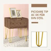 HOMCOM Noptiere Moderne Set 2 Bucati din PAL si Otel cu Sertar, 39.5x41x49 cm, Maro | Aosom Romania