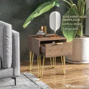 HOMCOM Noptiere Moderne Set 2 Bucati din PAL si Otel cu Sertar, 39.5x41x49 cm, Maro | Aosom Romania