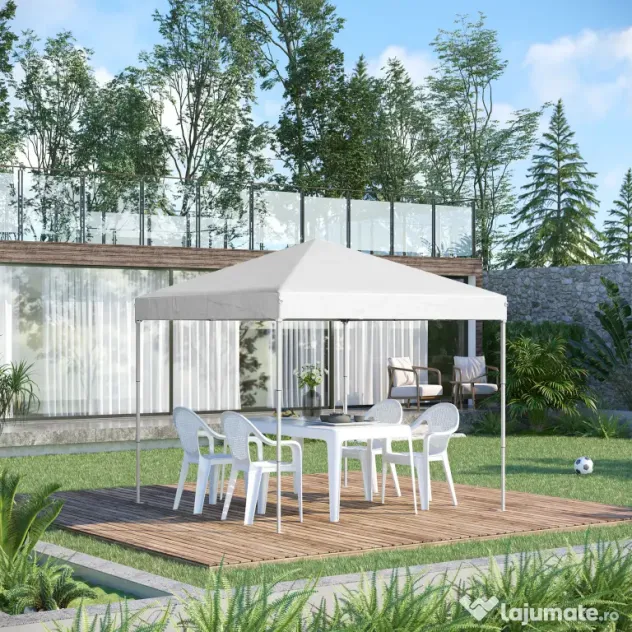 Outsunny Pavilion Pop Up Rezistent la Apă 2.45x2.45m cu Frânghii și Cuie din Oțel, Material Oxford, Albastru | Aosom Romania