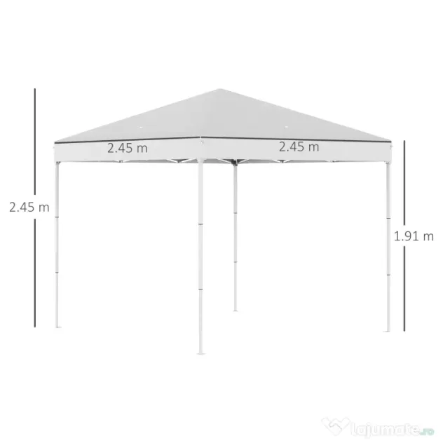 Outsunny Pavilion Pop Up Rezistent la Apă 2.45x2.45m cu Frânghii și Cuie din Oțel, Material Oxford, Albastru | Aosom Romania