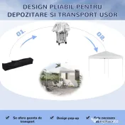 Outsunny Pavilion Pop Up Rezistent la Apă 2.45x2.45m cu Frânghii și Cuie din Oțel, Material Oxford, Albastru | Aosom Romania 