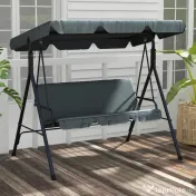 Outsunny Leagăn de Grădină cu 3 Locuri cu Copertină și Cadru din Oțel și Poliester, 172x110x153 cm, Gri 
