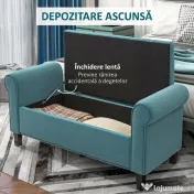 HOMCOM Bancă de Depozitare din Țesătură tip Catifea cu Spațiu Ascuns, Bej | Aosom Romania 