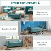 HOMCOM Bancă de Depozitare din Țesătură tip Catifea cu Spațiu Ascuns, Bej | Aosom Romania 