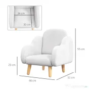 ZONEKIZ Fotoliu pentru copii cu brațe în formă de nor, cu picioare înclinate și material textil, 46 x 51 x 55 cm, alb | Aosom Romania 