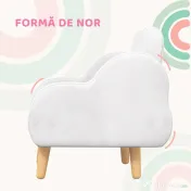 ZONEKIZ Fotoliu pentru copii cu brațe în formă de nor, cu picioare înclinate și material textil, 46 x 51 x 55 cm, alb | Aosom Romania 
