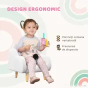 ZONEKIZ Fotoliu pentru copii cu brațe în formă de nor, cu picioare înclinate și material textil, 46 x 51 x 55 cm, alb | Aosom Romania 
