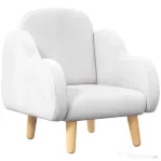 ZONEKIZ Fotoliu pentru Copii Stil Scandinav cu Brațe în Formă de Nor din Material Textil, Alb, 46x51x55 cm