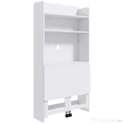 HOMCOM Birou cu Rafturi, Blat Pliabil, 2 Roți și 4 Rafturi, Birou Compact Modern cu Orificiu pentru Cabluri, Masă pentru Computer, Casă Birou Cameră de Studiu, 80x69x155 cm, Alb | Aosom Romania 