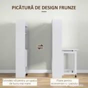 HOMCOM Birou cu Rafturi, Blat Pliabil, 2 Roți și 4 Rafturi, Birou Compact Modern cu Orificiu pentru Cabluri, Masă pentru Computer, Casă Birou Cameră de Studiu, 80x69x155 cm, Alb | Aosom Romania 