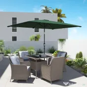 Outsunny Umbrelă de Grădină Înclinabilă cu Manivelă și 6 Spiţe, 2x3 m, Verde | Aosom Romania 