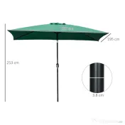 Outsunny Umbrelă de Grădină Înclinabilă cu Manivelă și 6 Spiţe, 2x3 m, Verde | Aosom Romania 