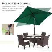 Outsunny Umbrelă de Grădină Înclinabilă cu Manivelă și 6 Spiţe, 2x3 m, Verde | Aosom Romania 