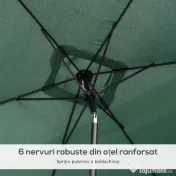 Outsunny Umbrelă de Grădină Înclinabilă cu Manivelă și 6 Spiţe, 2x3 m, Verde | Aosom Romania 
