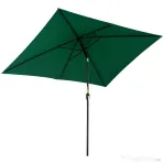 Outsunny Umbrelă dreptunghiulară pliabilă și reglabilă 2x3 m cu manivelă, din aluminiu și poliester, verde și negru