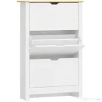 HOMCOM Dulap pentru Pantofi Slim pentru 18 Perechi de Pantofi, 3 Sertare cu 2 Rafturi Reglabile și Detasabile, 72x26x112 cm, Alb