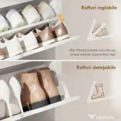HOMCOM Dulap Slim pentru 18 Pantofi, 3 Sertare cu 2 Rafturi Reglabile Alb | Aosom Romania